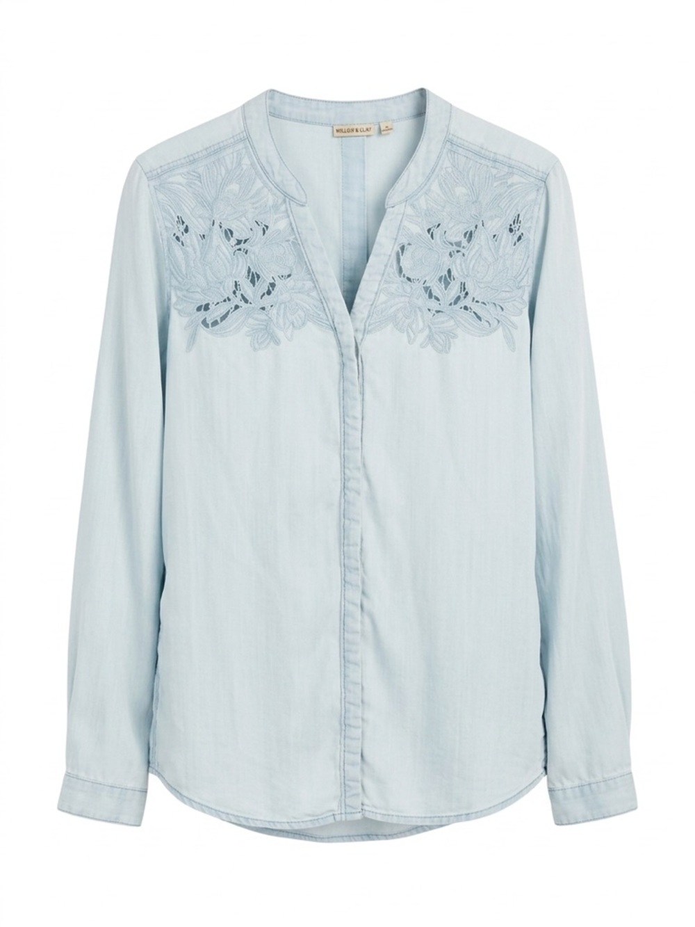HOLDING HORSES Pale Blue Embroidered Button-Down Shirt Anthropologie Size M